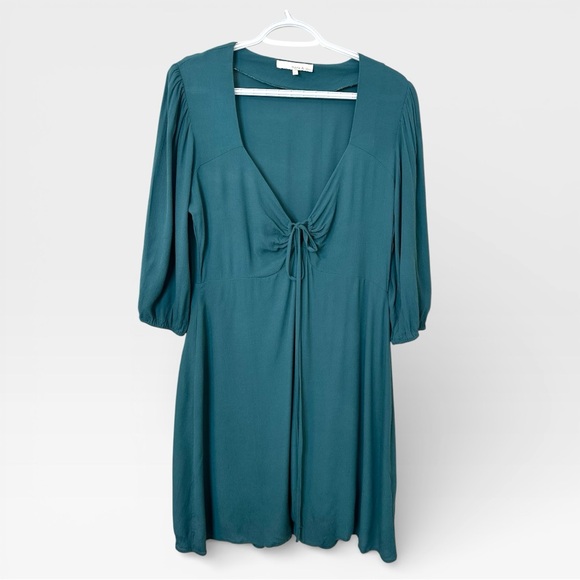 🌻 Monk & Lou Teal Pullover Dress with Front Tie #510 - Picture 7 of 11